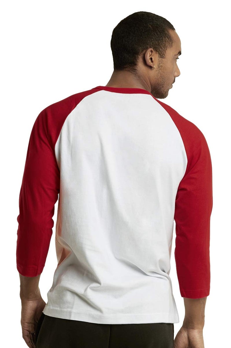 TOP PRO Men's 3/4 Sleeve Casual Raglan Jersey Baseball Tee Shirt (M, Red/White-1) - Image 2